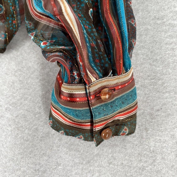 Vintage Icinoo The Silk Farm 100% Silk Art To Wear Top Blouse Womens Size 8 - Picture 15 of 16